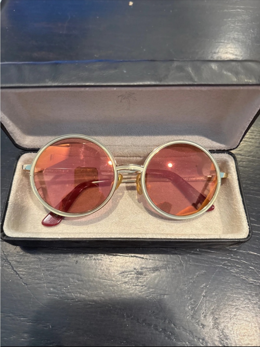 Sunday Somewhere Charlie Round Sunglasses with Pink Lenses and Gold Frame
